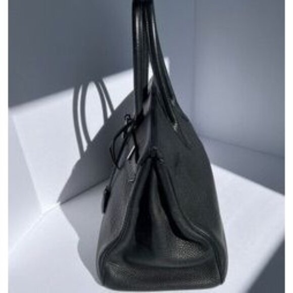 Authentic Hermes Birkin 35 Black Togo Leather Handbag With Palladium Hardware - Picture 8 of 16